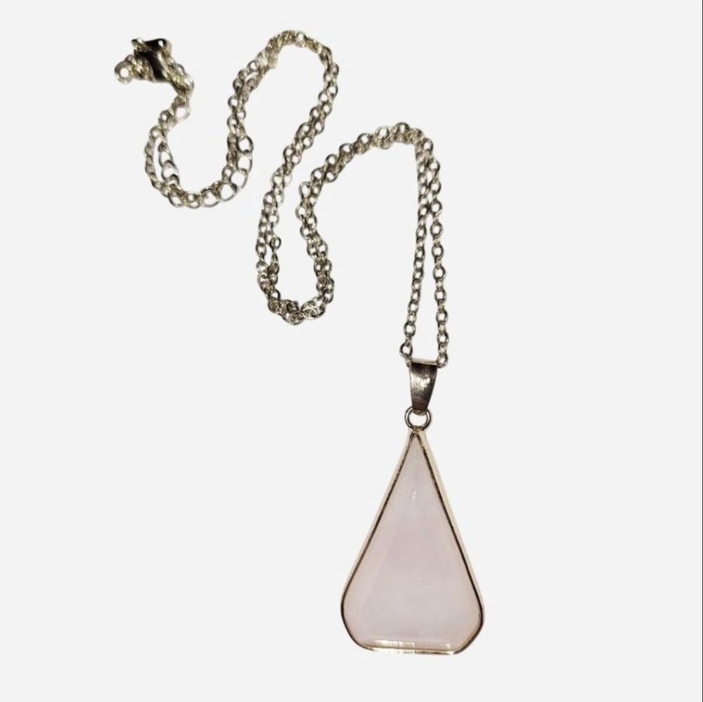 Gold And Rose Quartz Teardrop Pendant Necklace- Simple And Elegant